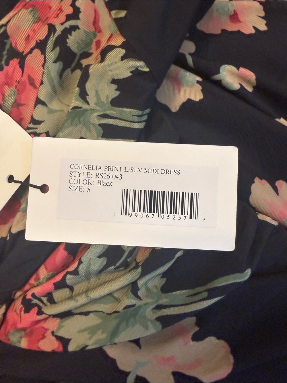 Sea New York Black Floral Cornelia Print Long Sleeve Midi Dress